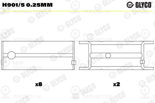 Подшипник коленвала GLYCO H9015025MM