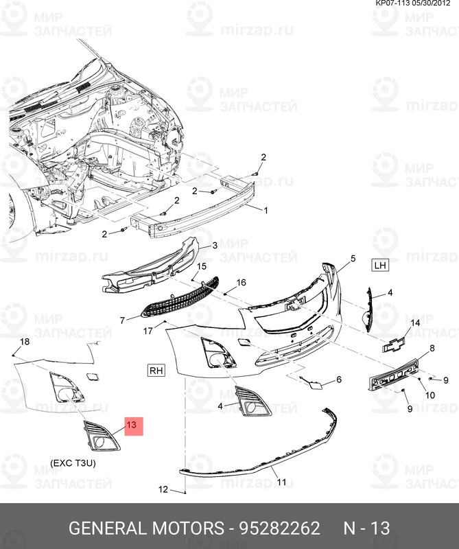 Запчасть GM 95282262