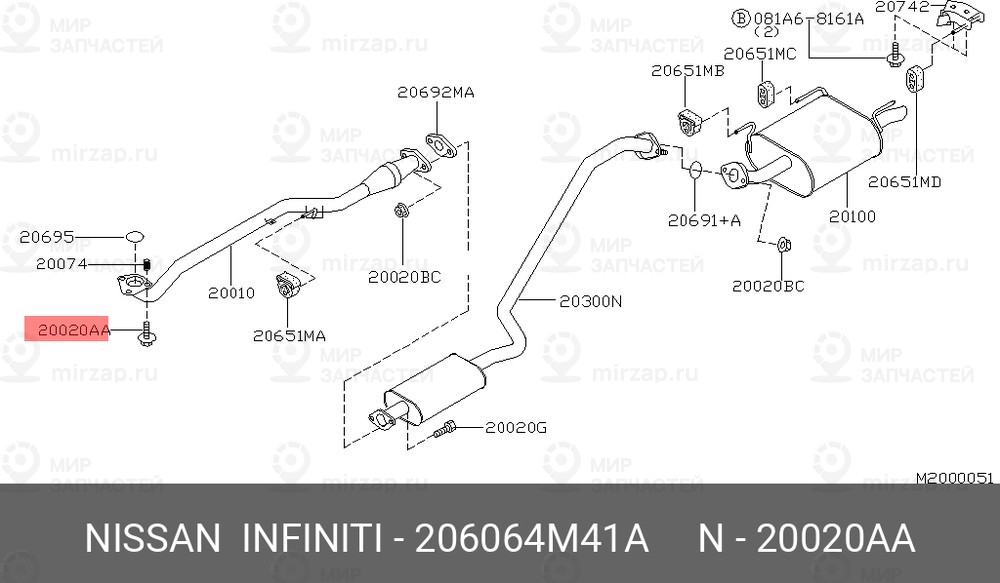 Запчасть NISSAN 206064M41A