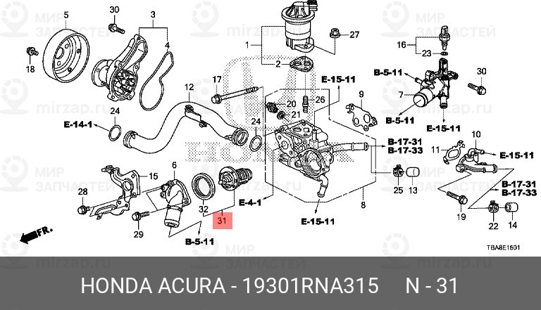 Запчасть HONDA 19301RNA315