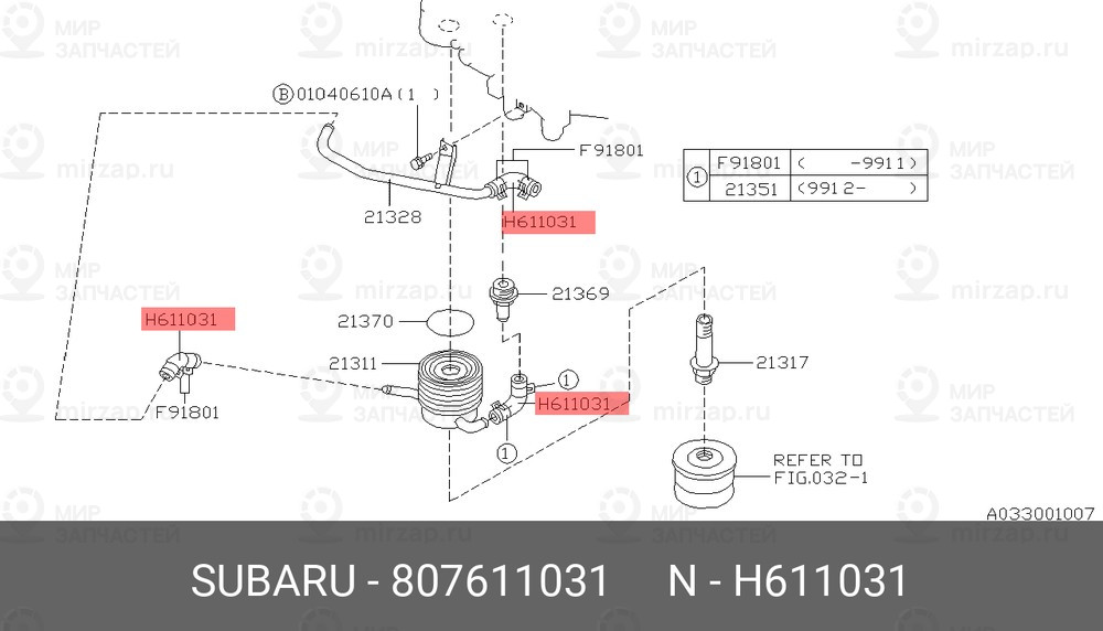Запчасть SUBARU 807611031