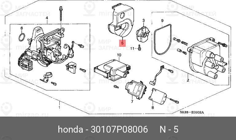 Запчасть HONDA 30107P08006