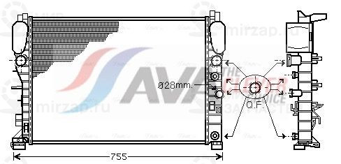 Радиатор, охлаждение двигателя AVA MSA2341