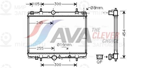 Радиатор, охлаждение двигателя AVA PEA2200