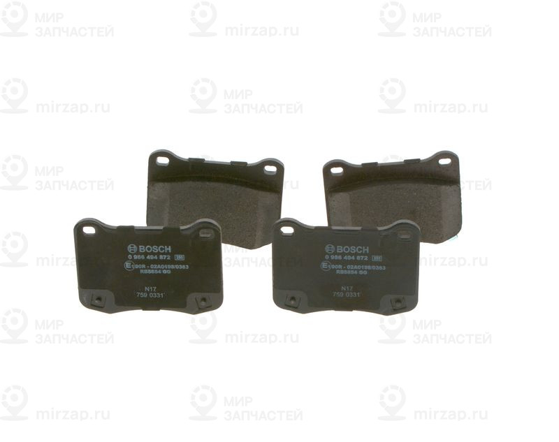 Комплект тормозных колодок, дисковый тормоз BOSCH 0986494872