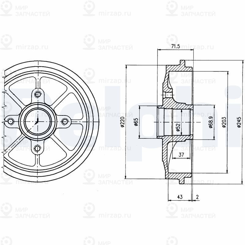 Тормозной барабан DELPHI BF484