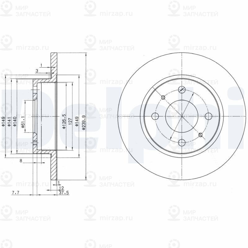 Тормозной диск DELPHI BG2379