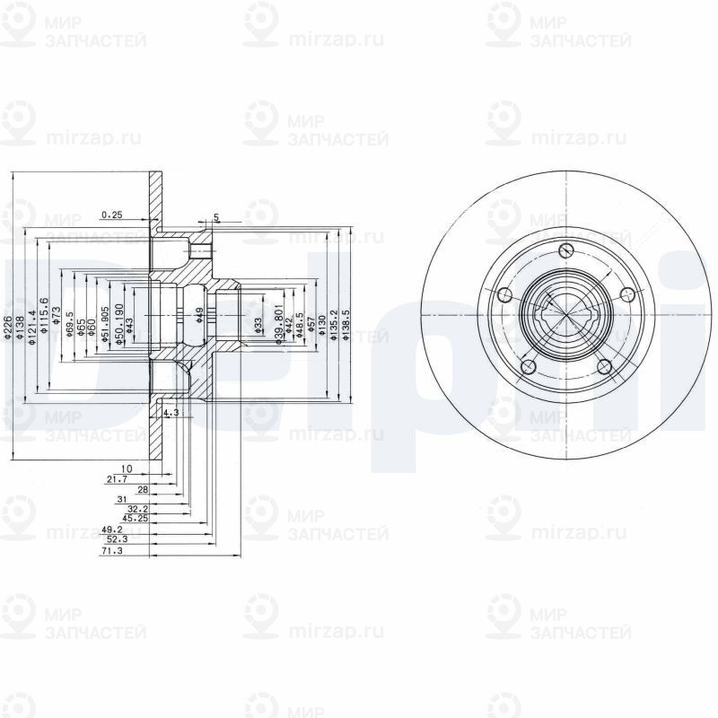 Тормозной диск DELPHI BG2714