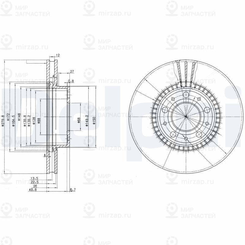 Тормозной диск DELPHI BG2719