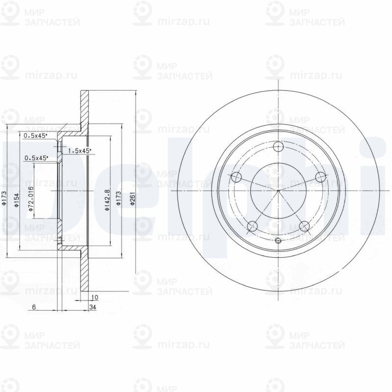Тормозной диск DELPHI BG2806