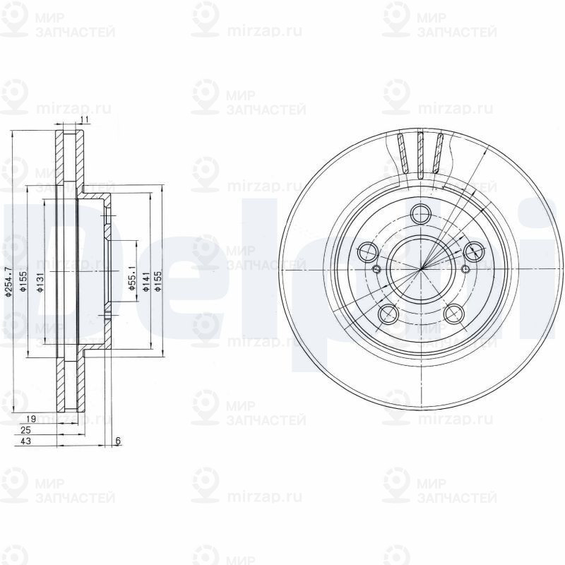 Тормозной диск DELPHI BG2880