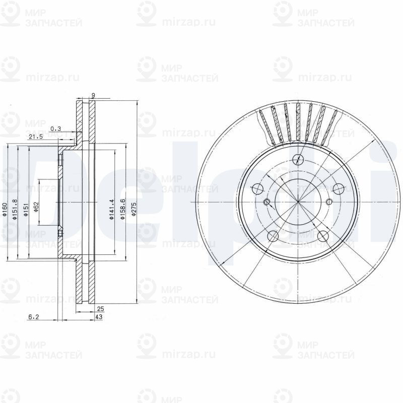 Тормозной диск DELPHI BG3856