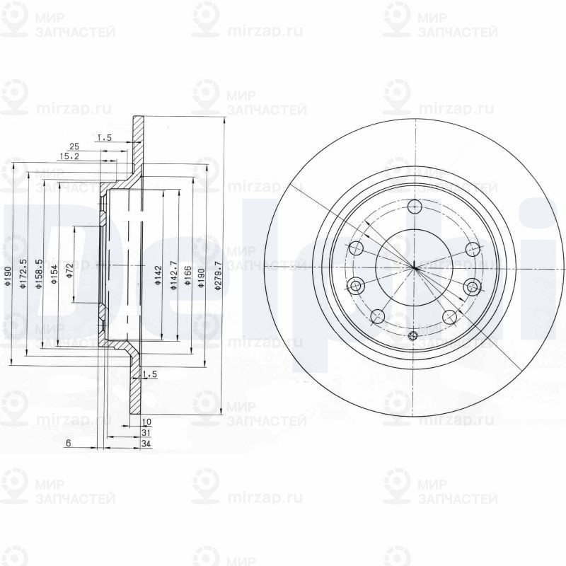 Тормозной диск DELPHI BG3875C