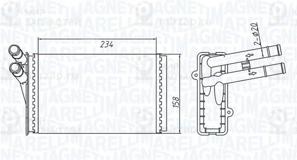 Теплообменник, отопление салона MAGNETI MARELLI 350218409000