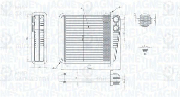 Теплообменник, отопление салона MAGNETI MARELLI 350218423000