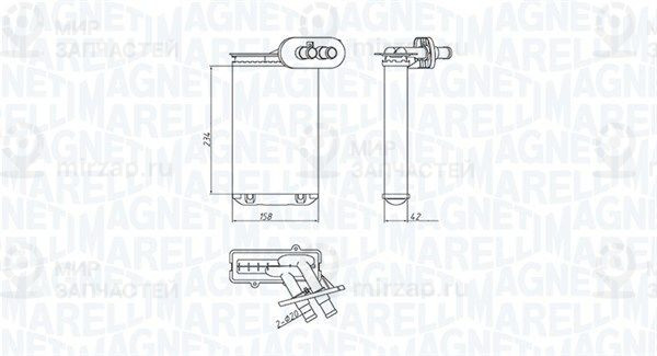 Теплообменник, отопление салона MAGNETI MARELLI 350218494000