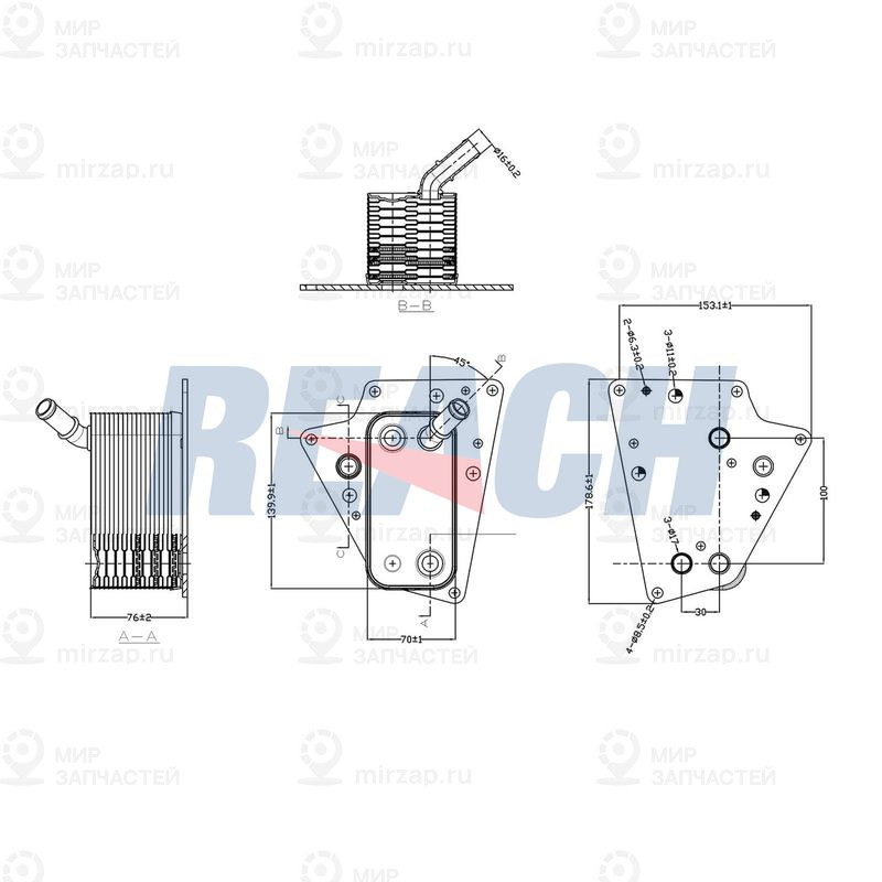Радиатор масла двигателя REACH 12412025