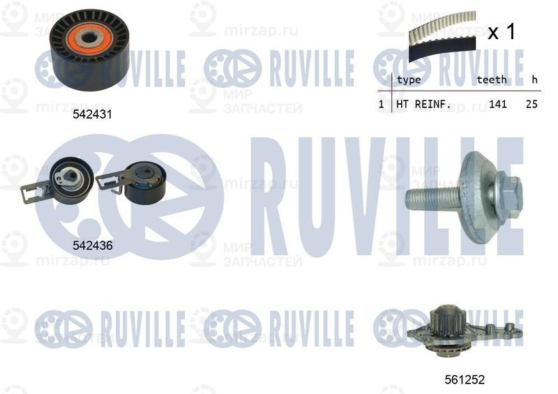 Водяной насос + комплект зубчатого ремня RUVILLE 5503681