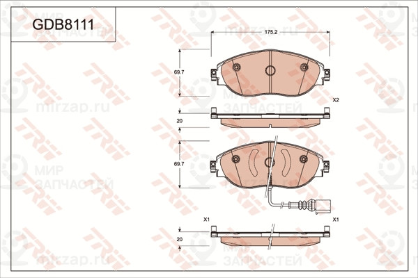 Колодки тормозные дисковые TRW GDB8111